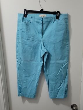 Talbots Aqua Cropped Ankle Button-Hem Jeans